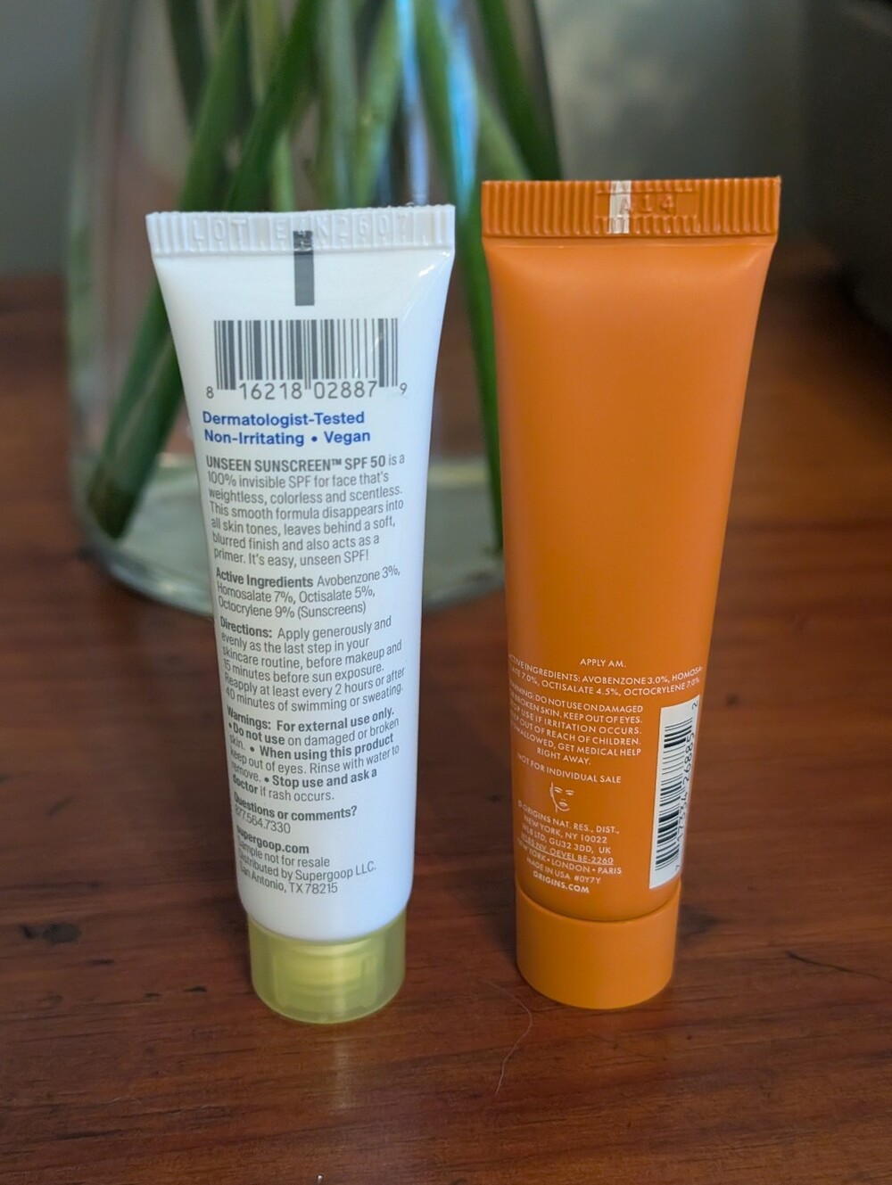 Lot of two MINI Face Sunscreen (Origins GinZing, Supergoop Unseen Sunscreen) NEW - Picture 2 of 2